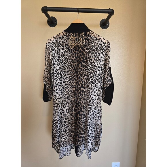 Joseph Ribkoff Long Duster Tunic Cardigan Button Animal Print Mesh Women's 14 - Picture 8 of 10
